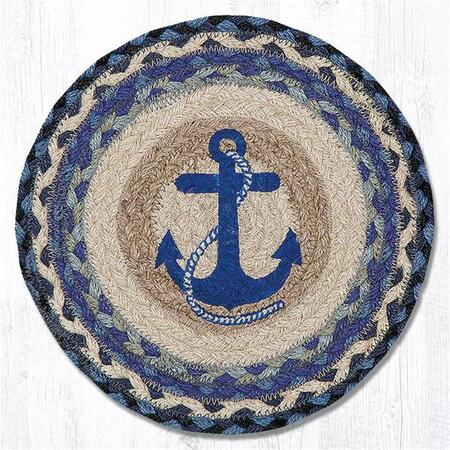 CAPITOL IMPORTING CO 10 x 10 in. Navy Anchor Printed Round Swatch 80-443NA